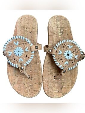 Jack Rogers Georgica Sandals Cork Whipstitch Thong Size 7.5
